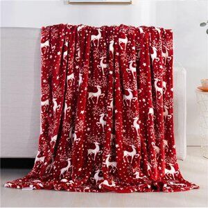 Velvet‎ Touch Ultra Plush Christmas Fleece Throw, 50x60, Reindeer & Stars Print